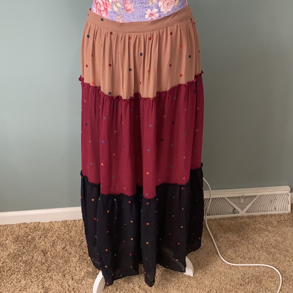 Farm Rio Large Polkadot Ruffled Midi Skirt Anthro - Picture 6 of 6